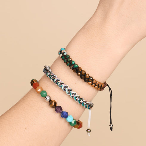 Regenbogenchakra | 7 Edelstein Geom Armband | Einhorn Silber